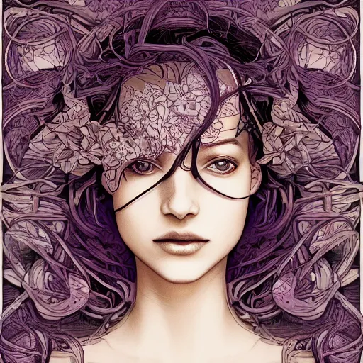 Prompt: the portrait of an incredibly beautiful and sophisticated woman made of potatoes roots and violets, an ultrafine detailed illustration by james jean, final fantasy, intricate linework, bright colors, behance contest winner, vanitas, angular, altermodern, unreal engine 5 highly rendered, global illumination, radiant light, detailed and intricate environment