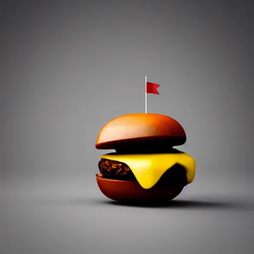 Prompt: crow holding cheeseburger, 3D render