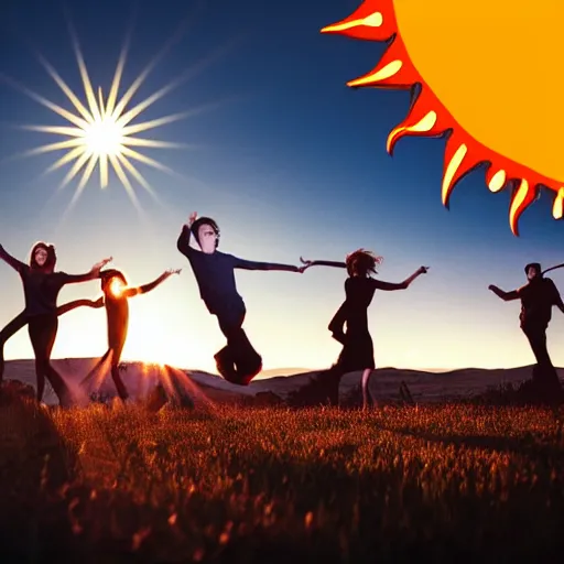 Prompt: people dancing on the sun, realistic photo