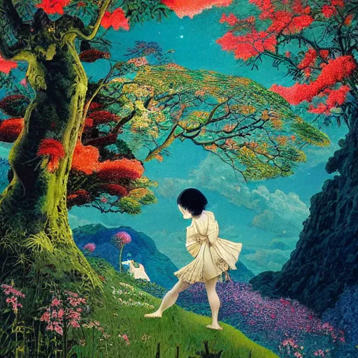 Image similar to a painting combining the styles of Hiroo Isono and Frank Frazetta