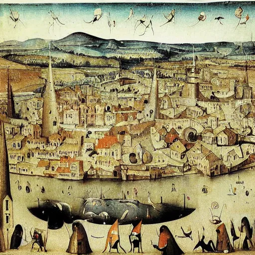 Prompt: zakho city by hieronymus bosch,