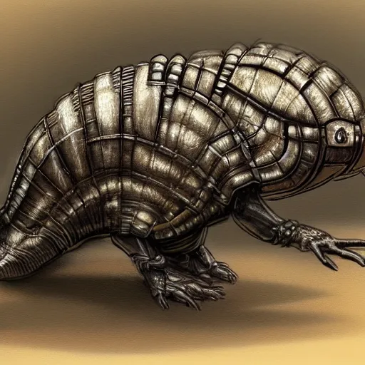 Image similar to a cybernetic armadillo, concept art, trending on art station, highly detailed