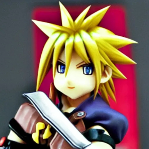 Image similar to cloud strife working at mcdonald's in the style of yoshitaka amano