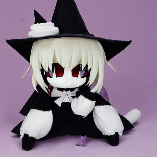 Prompt: cute fumo plush of the party witch who casts powerful buffs and debuffs, anime girl