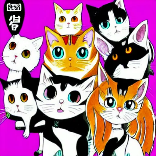 Image similar to manga cats comic anime