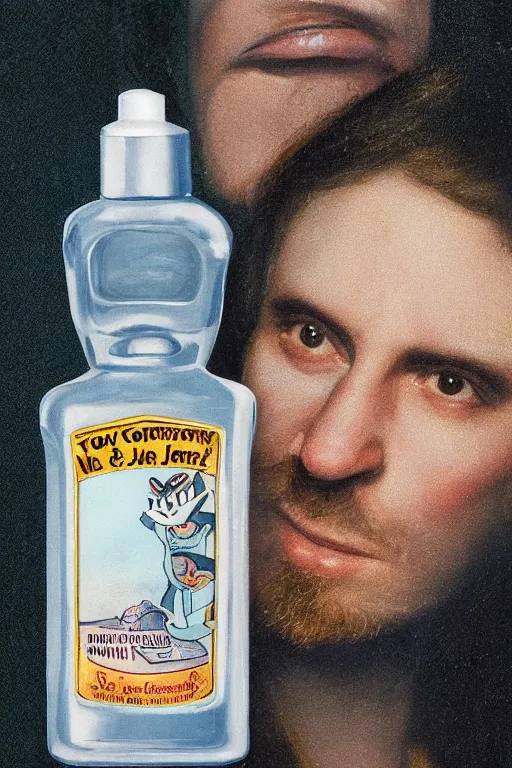 Image similar to tom and jerry, dutch masters, czar nicolas, face tattoo ultraviolet, hydration by jordache