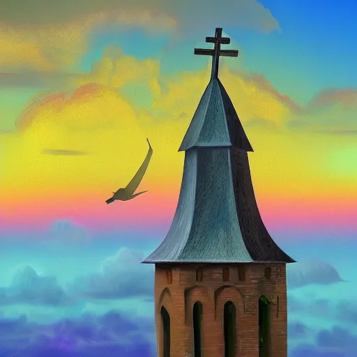 Image similar to paint surrealist 🛩🌿⛪, digital art