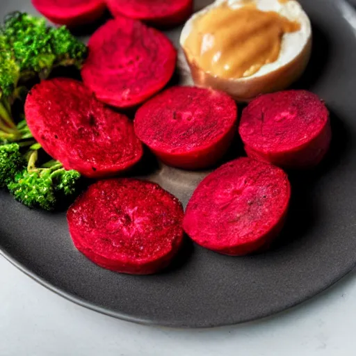 Image similar to red broccoli on a plate
