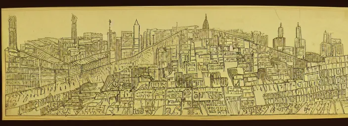 Prompt: scientific botanical drawing of the city of san francisco, by egon schiele