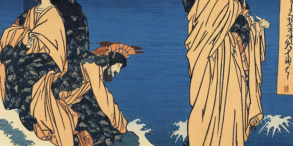 Image similar to i, Cristo Redentor by Hokusai