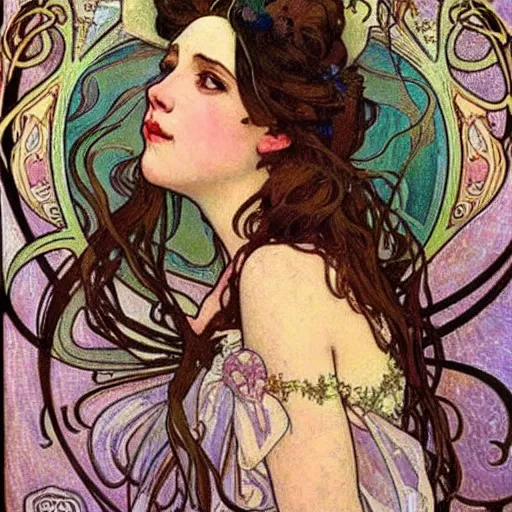 Prompt: fairy princess portrait, art nouveau, alphonse mucha