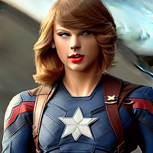 Prompt: captain america as Taylor Swift