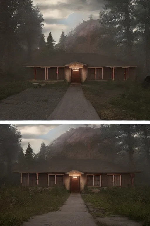 Prompt: Twin Peaks artwork by Gregory Crewdson, Matte painting, trending on artstation and unreal engine