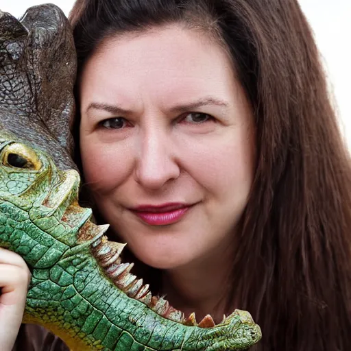 Prompt: a woman with a crocodile snout