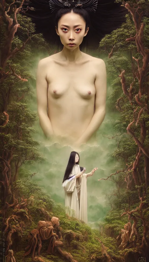 Image similar to wuxia, forest, moonlight, gemma chen, madison beer, angela sarafyan, pinup, intricate beautiful faces, surrealistic painting by agostino arrivabene, vanessa beecroft, anka zhuravleva, mary jane ansell, peter mohbacher, gerald brom