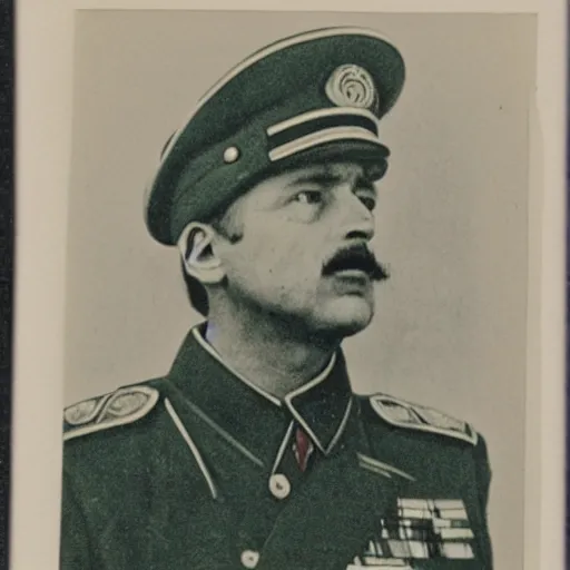 Prompt: photograph of political commissar alexey yeremenko, vintage war photograph, famous photo