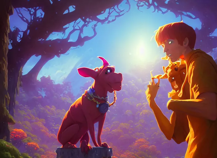 Prompt: highly detailed portrait of scooby doo, in no game no life, stephen bliss, 8 k, unreal engine, fantasy art by greg rutkowski, loish, rhads, ferdinand knab, makoto shinkai and lois van baarle, ilya kuvshinov, rossdraws, tom bagshaw, global illumination, radiant light, detailed and intricate environment