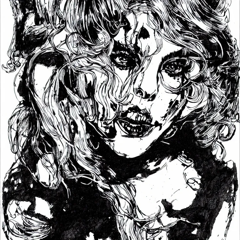 Image similar to portrait of lady gaga in the style of marc silvestri pen and ink drawing, high detail