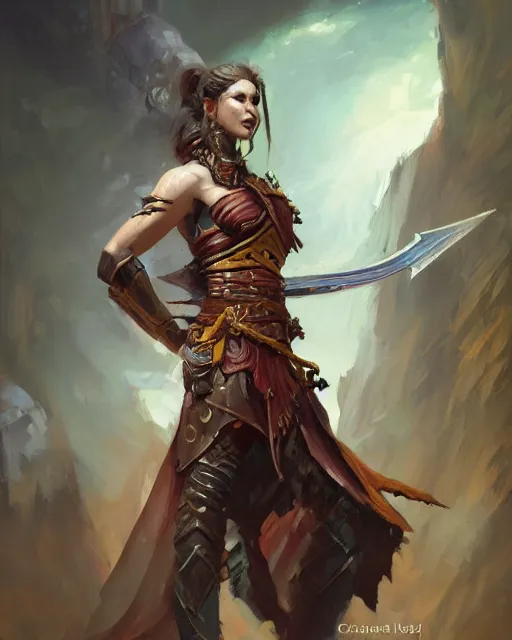 Image similar to Oil painting of a human warrior, fantasy character art, D&D, Magic The Gathering, by Charlie Bowater, Craig Mullins, centered, 8k, sharp focus