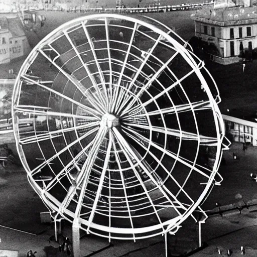 Prompt: isometric view of ferris wheel in prater, vienna, 1 9 8 4