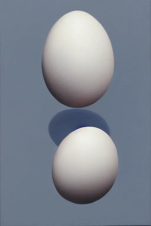 Image similar to a hyperrealistic painting of a single egg, minimalistic, super fine detail