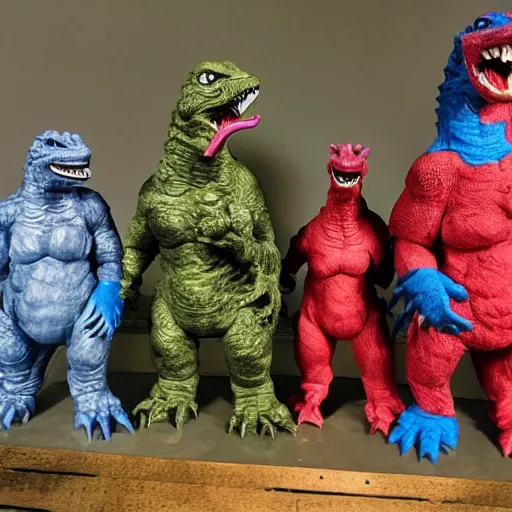 Prompt: godzilla as a sofubi toys