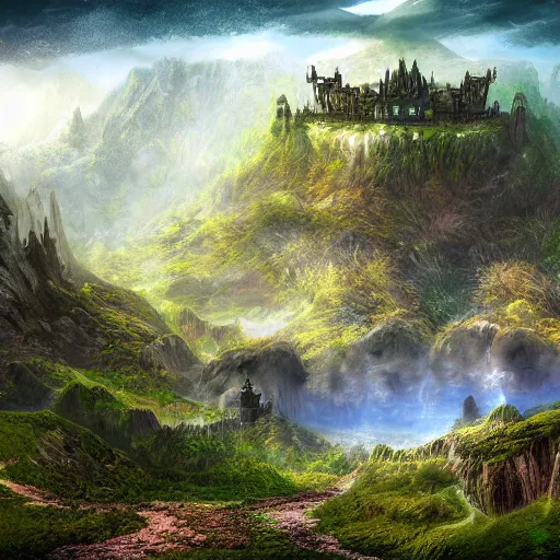Prompt: landscape of fantasy world