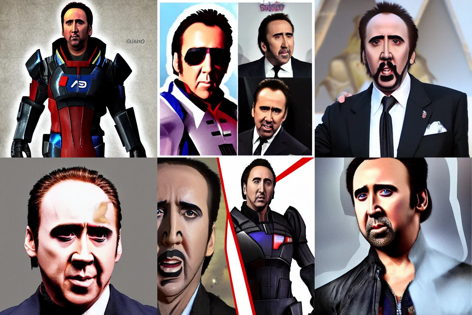 Prompt: Nicolas Cage dressed as a character from Mass Effect