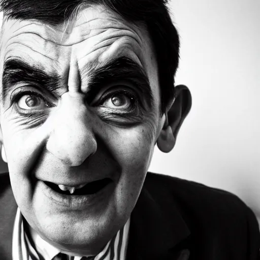 Image similar to A portrait mr bean elizabeth teams up with a teenage mr bean, perfect faces, 50 mm, award winning photography