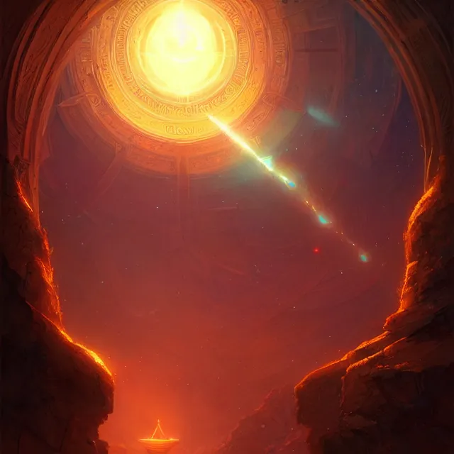 Image similar to the eye of horus, atmospheric lighting, intricate, volumetric lighting, beautiful, sharp focus, ultra detailed, in the art style of marc simonetti, bowater charlie and brom gerald, astrophotography