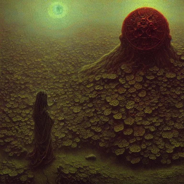 Prompt: amulet of clover, lovecraft, concept art by beksinski and jean delville, dramatic lighting, ultra hd, hdr, 8 k