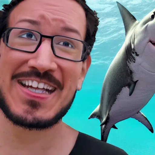 Image similar to markiplier as a shark