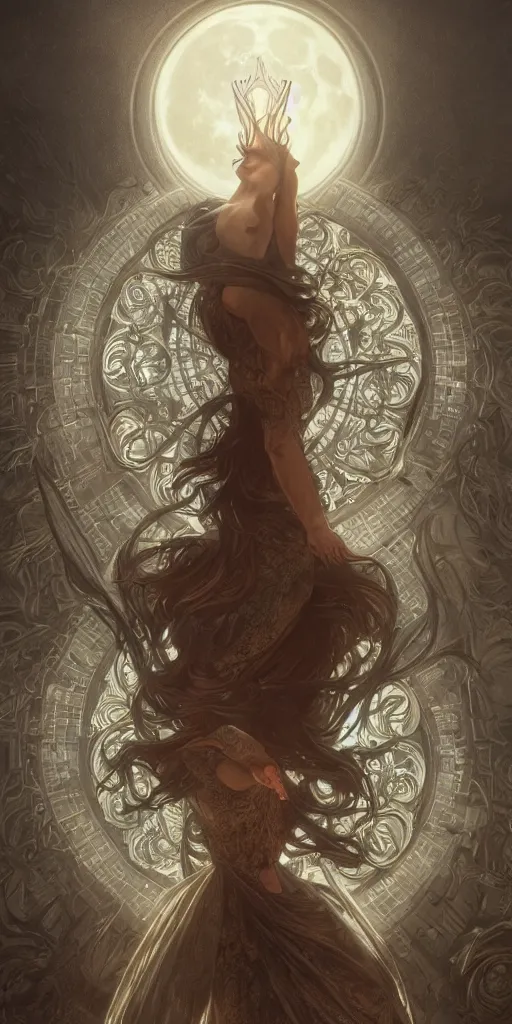 Prompt: prayer in silence, masterpiece, cinematic, powerful, moon beams dramatic light, highly, intricate elements, hollow souls, detailed, digital painting, artstation, concept art, sharp focus, contrasty, illustration, art by artgerm and greg rutkowski and alphonse mucha, mitch foust, elaborate composition, intricate story