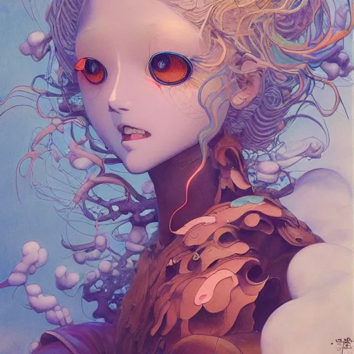 Image similar to prompt : portrait soft light painted by james jean and katsuhiro otomo, magical eyes, inspired by evangeleon anime, smooth face feature, intricate oil painting, high detail illustration, sharp high detail, manga and anime 1 9 9 0