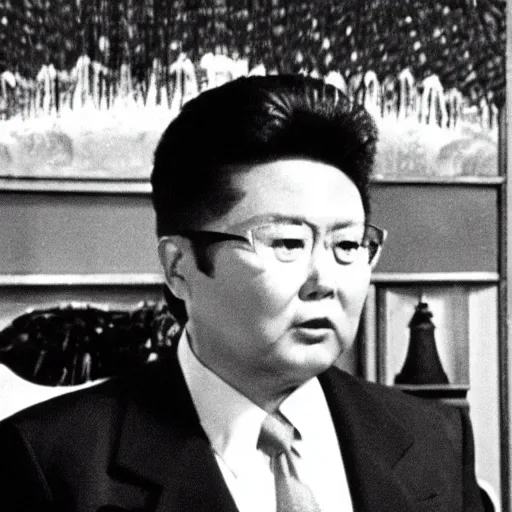 Image similar to a filmstill of Kim Jong-il in Godzilla (1954) by Ishirō Honda