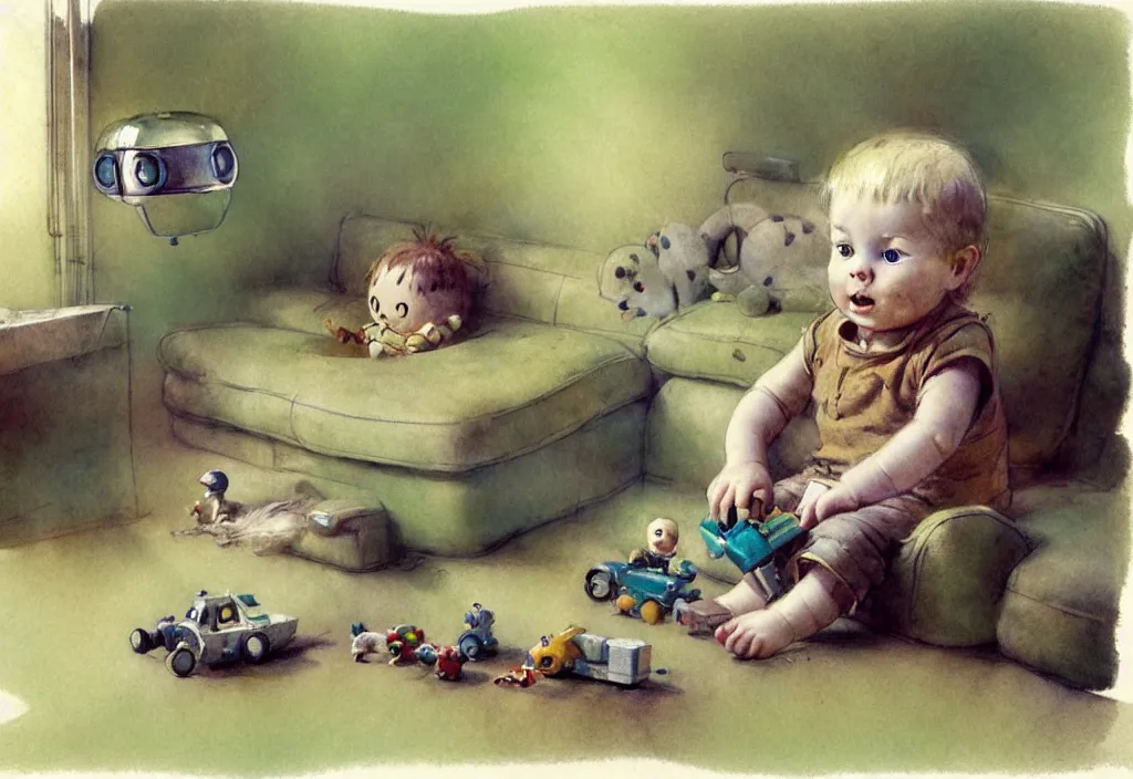 Image similar to toddler ( ( ( ( ( 1 9 5 0 retro future living room. muted colors. toys laying around ) ) ) ) ) by jean baptiste monge, chrome green