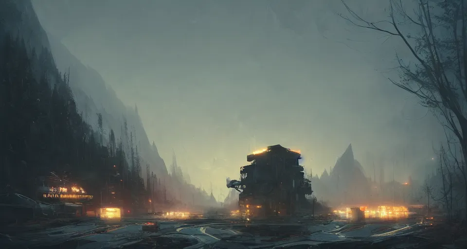 Image similar to landscape, natural disaster, dramatic lighting, cinematic, by WLOP, eddie mendoza, simon stålenhag, raphael lacoste, extremely high detail, photo realistic, cinematic lighting, post processed, concept art, trending on artstation, matte painting