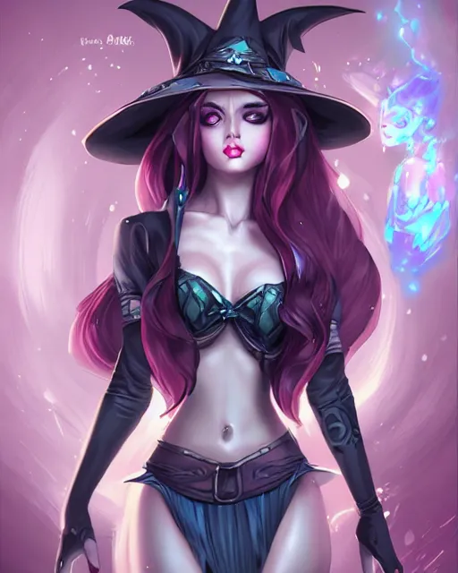 Image similar to Jinx League of Legends beautiful digital illustration portrait of a Witch who design by Ross Tran, artgerm detailed, soft lighting