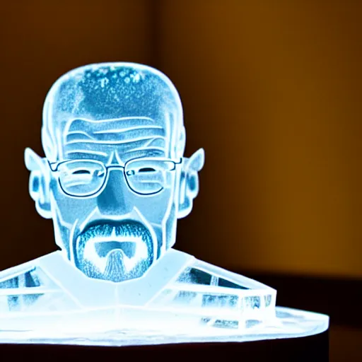 Image similar to still of an ice sculpture of walter white