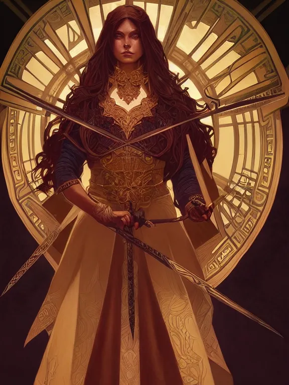 Image similar to symmetry!! intense fanart of a mage warrior as acotar protagonist, intricate, elegant, highly detailed, my rendition, digital painting, artstation, concept art, smooth, sharp focus, illustration, art by artgerm and greg rutkowski and alphonse mucha