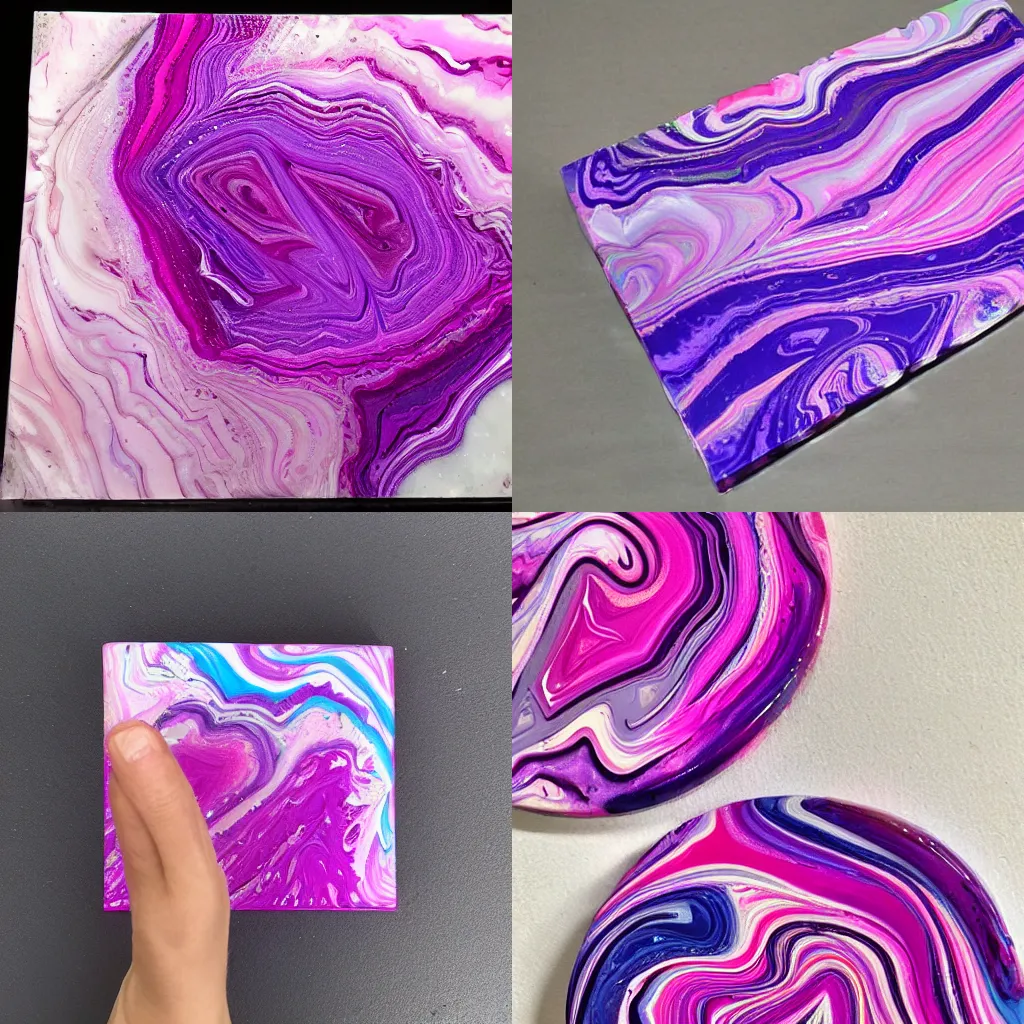 Prompt: pink and purple acrylic paint pour, marbling, very detailed, 8k 4k