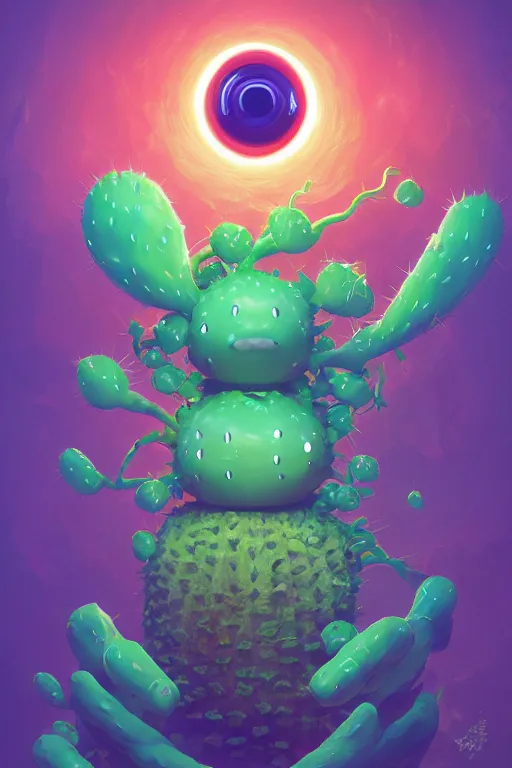 Image similar to roots cactus sushi cristal smurf ghost creature animal sushi cristal very big eye roots cactus elemental flush of force nature micro world fluo fishscale, behance hd by jesper ejsing, by rhads, makoto shinkai and lois van baarle, ilya kuvshinov, rossdraws radiating a glowing aura global illumination ray tracing hdr