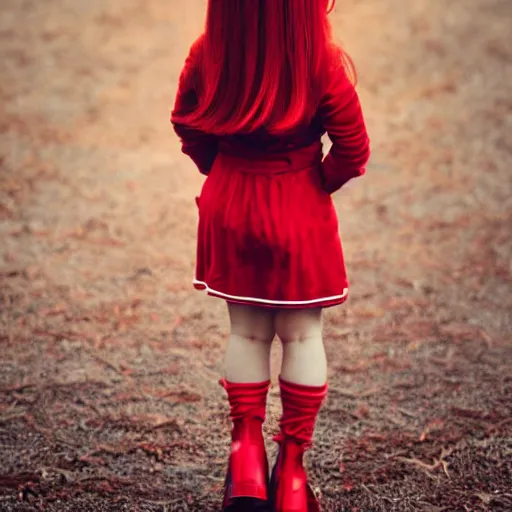 Image similar to a girl dressed red with red hair