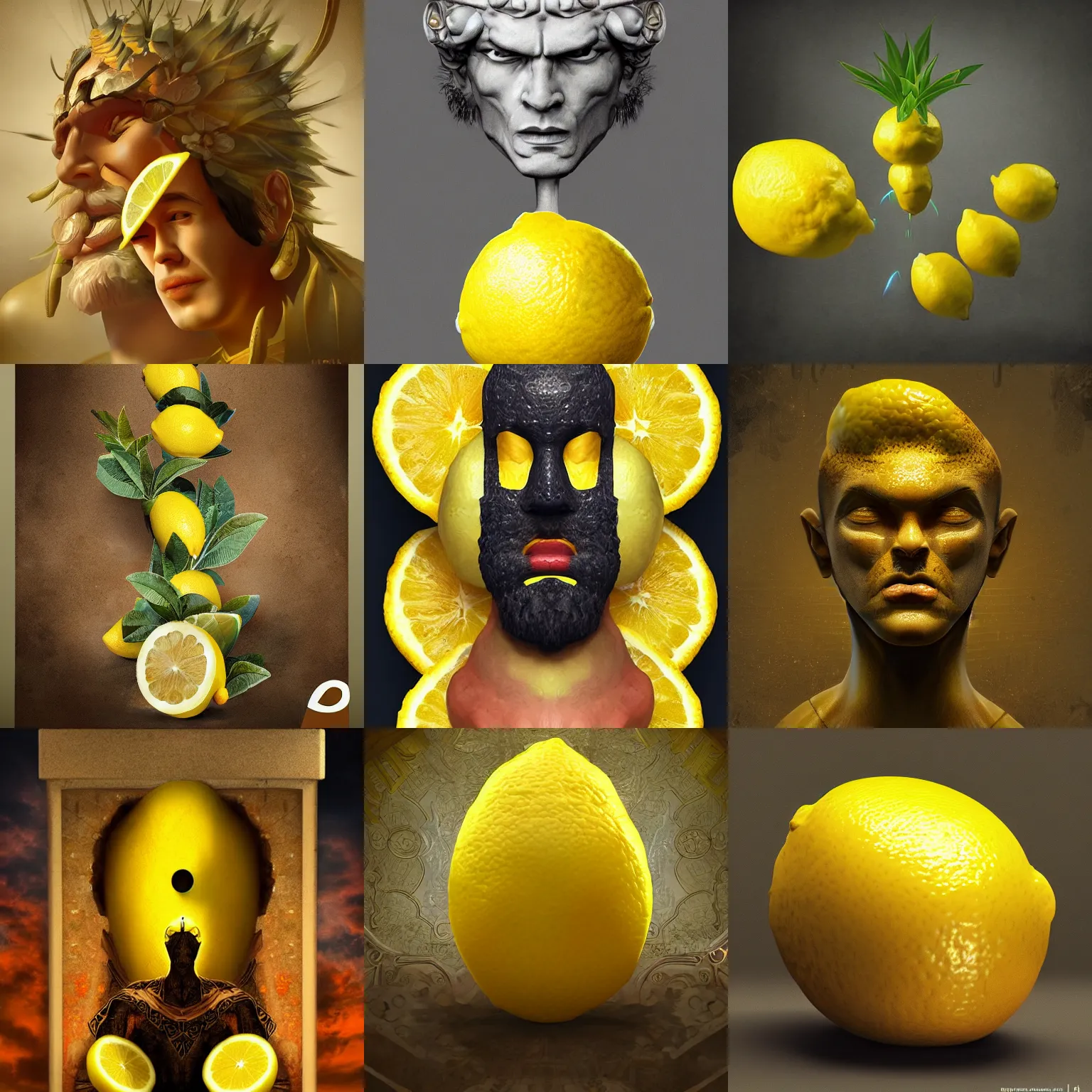 Prompt: the god of lemon, high resolution digital art, trending on artstation