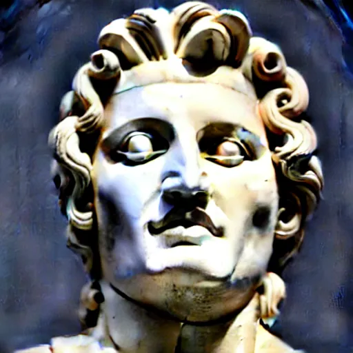 Image similar to johnny depp as a greek marble statue