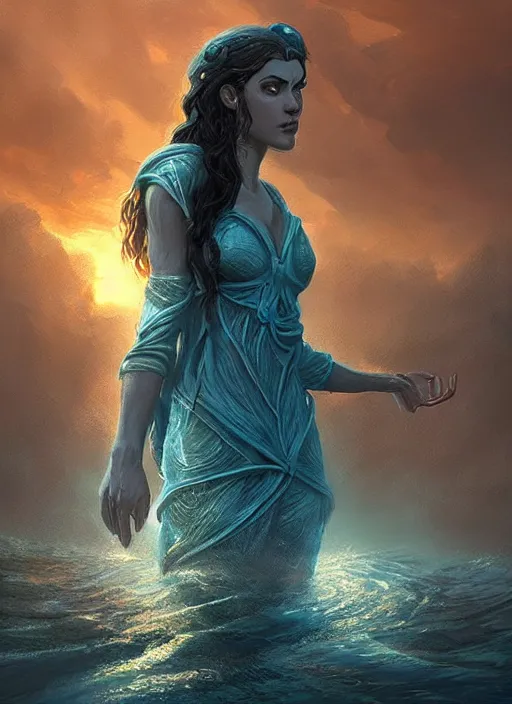 Image similar to portrait, jemanja goddess of the oceans, dramatic lighting, cinematic, establishing shot, extremly high detail, foto realistic,, post processed, artstation, matte painting, style by eddie mendoza, raphael lacoste, alex ross