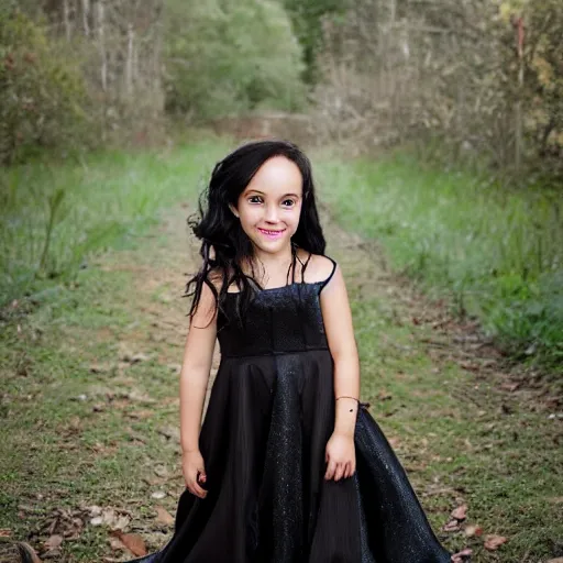 Image similar to girl with black hair and brown eyes, bigger forehead, photo shoot, in a dress