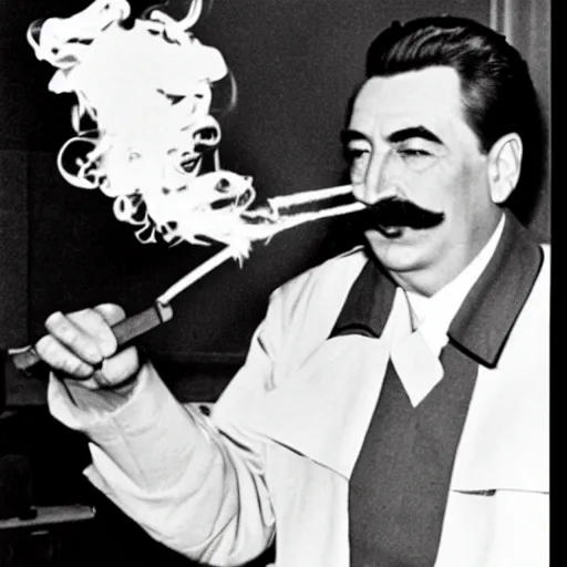 Prompt: stalin smoking french fries