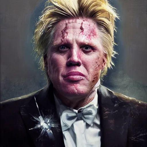 Image similar to hyperrealistic mixed media high resolution painting of Gary Busey Emperor !Star Wars!, stunning 3d render inspired art by Jamie Salmon and WForrest and Greg Rutkowski, perfect facial symmetry, dim volumetric lighting, 8k octane beautifully detailed render, full body shot, post-processing, extremely hyper-detailed, intricate, epic composition, highly detailed attributes, highly detailed atmosphere, cinematic lighting, masterpiece, trending on artstation, very very detailed, masterpiece, stunning, flawless completion, lifelike texture, perfection,