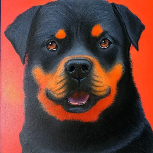 Image similar to emo Rottweiler oil painting